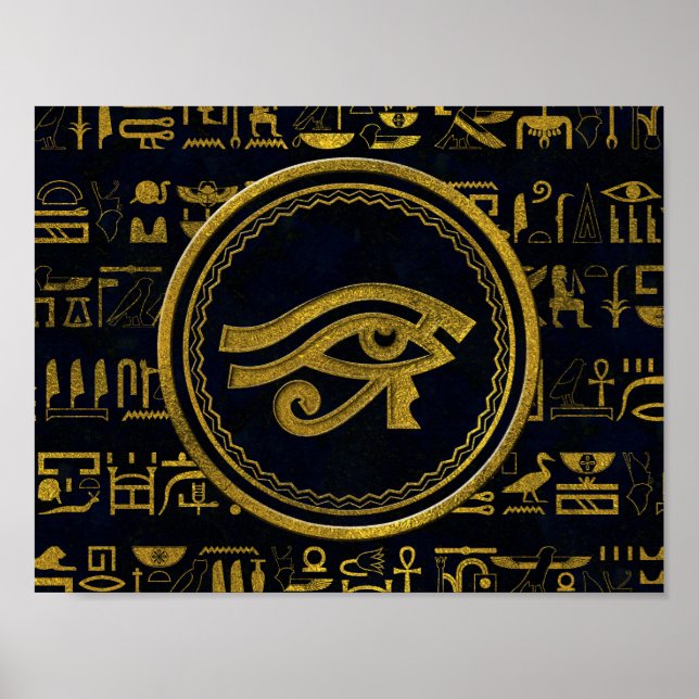 Gold Egyptian Eye of Horus - Wadjet Poster (Front)