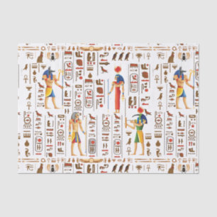 Gold Egyptian hieroglyphs and deities on black  Tissue Paper