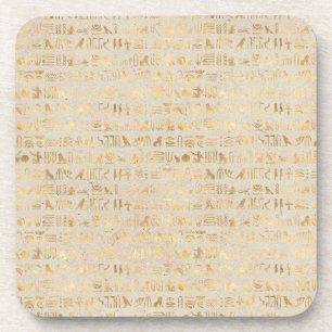 Gold Egyptian Hieroglyphs on Ivory Coaster