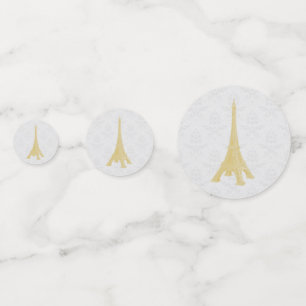 Gold Eiffel Tower Damask Wedding Table Confetti