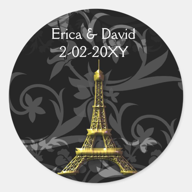 gold Eiffel Tower French wedding Seals (Front)
