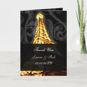 Gold Eiffel tower French Wedding Thank You Card