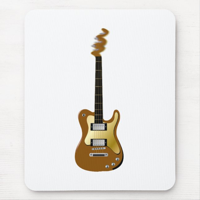 Gold electric guitar fizzle headstock mouse mat (Front)