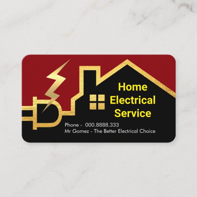 Gold Electric Wiring Home Circuit Frame Business Card (Front)