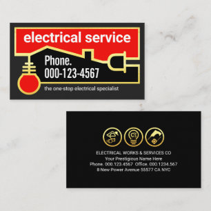 Gold Electrical Bulb Plug Circuit Business Card