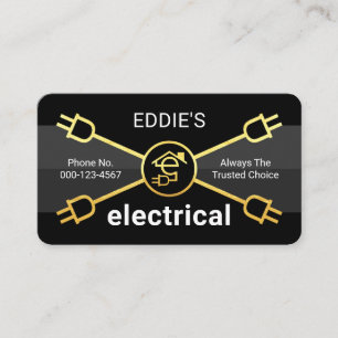 Gold Electrical Power Plugs Wiring Business Card