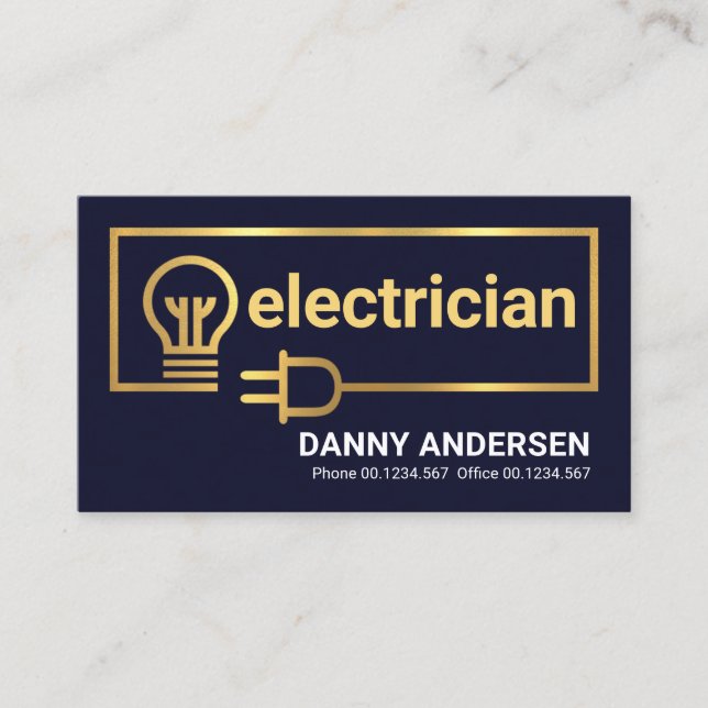Gold Electrician Circuit Frame Business Card (Front)