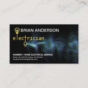 Gold Electrician Signage Blue Electrical Charge Business Card