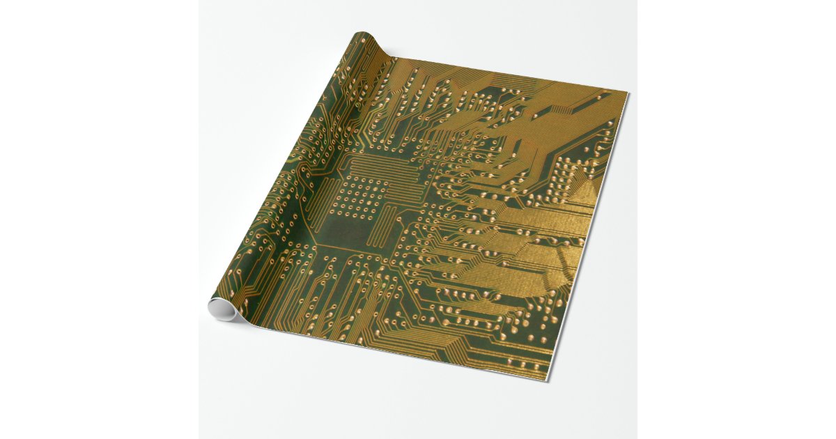 Gold Electronics Circuit Board Wrapping Paper | Zazzle