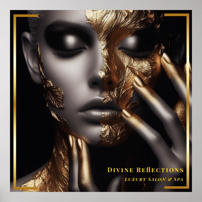 Gold Elegance Divine Reflections Salon & Spa Poste Poster (Front)