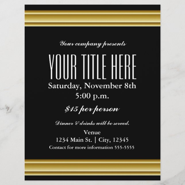 Gold Elegance Glamour Event Flyer Poster (Front)