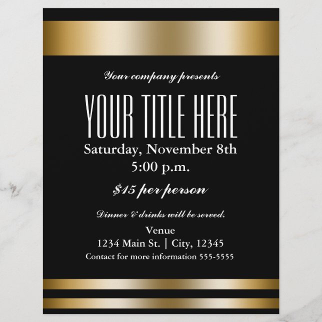 Gold Elegance Glamour Event Flyer Poster (Front)