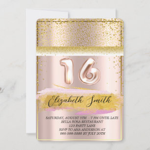  Gold elegance,  rose gold sweet sixteen  Invitati Invitation