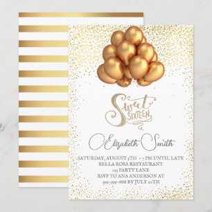  Gold elegance, sweet sixteen invitation