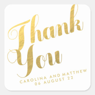 Gold Elegance Wedding Favour Thank You Sticker