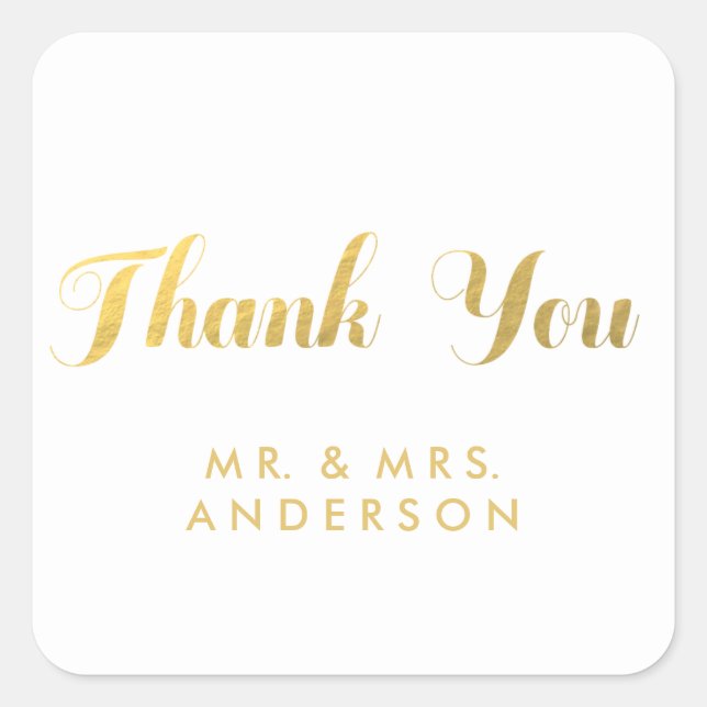 Gold Elegance | Wedding Favour Thank You Sticker (Front)