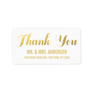 Gold Elegance Wedding Thank You Address Label