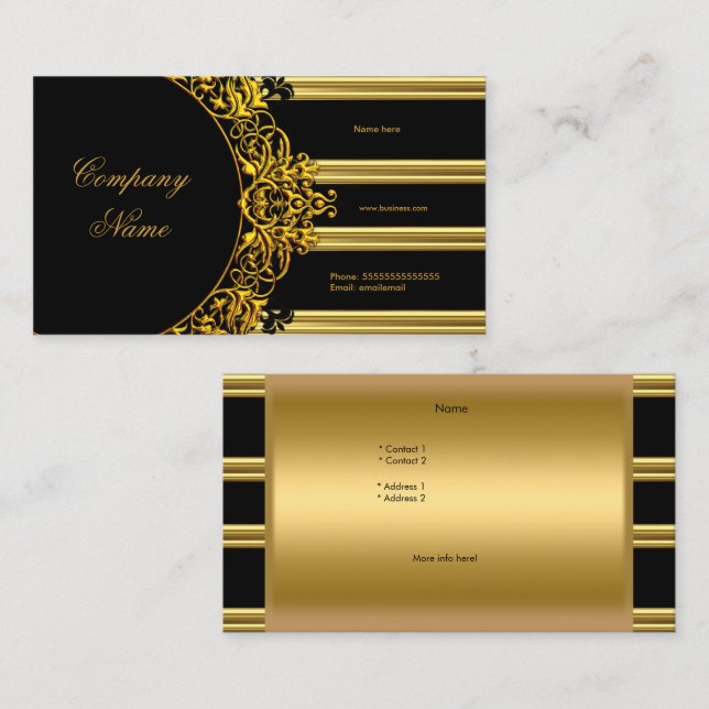 Gold Elegant Black Glamourous Fashion Business Card (Front/Back)