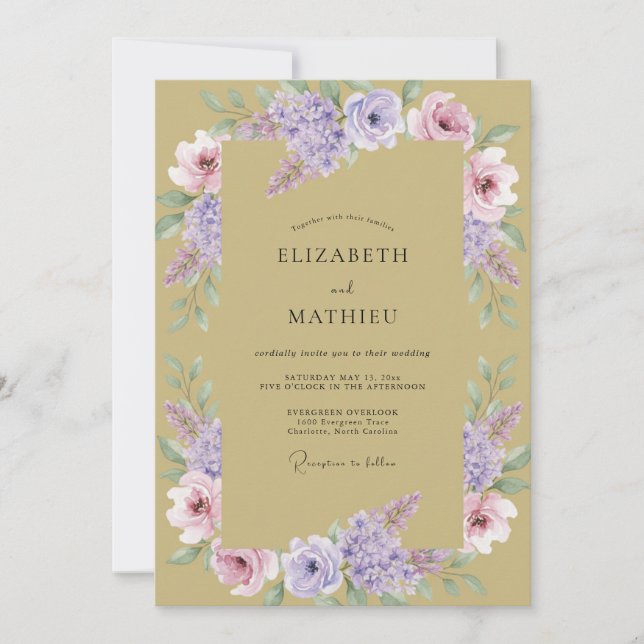 Gold Elegant Botanical Wedding Invitation (Front)