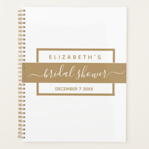 Gold Elegant  Bridal Shower White Keepsake Journal Planner