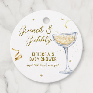Gold Elegant Brunch Bubbly Champagne Baby Shower Favour Tags