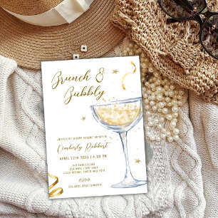 Gold Elegant Brunch Bubbly Champagne Baby Shower Invitation