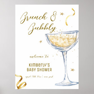 Gold Elegant Brunch Champagne Baby Shower Welcome Poster