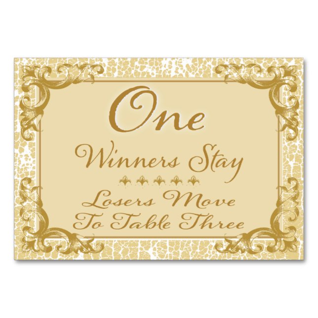 Gold Elegant Bunco Table Card #1 (Front)