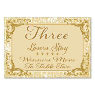 Gold Elegant Bunco Table Card #3