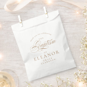 Gold Elegant Calligraphy Baptism Thank You Favour Bags