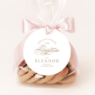 Gold Elegant Calligraphy Baptism Thank You Favour Tags