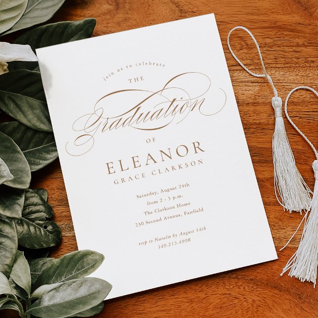 Gold Elegant Calligraphy Graduation Party Invitation (Creator Uploaded)