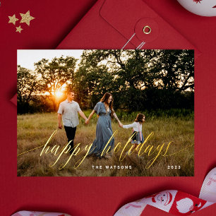 Gold Elegant Calligraphy Happy Holidays Foil Foil Holiday Card