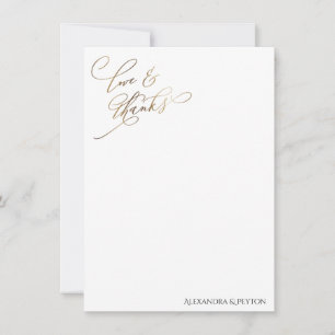 Gold Elegant Calligraphy Love and Thanks Card