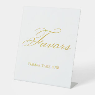 Gold Elegant Calligraphy Wedding Favours Pedestal Sign