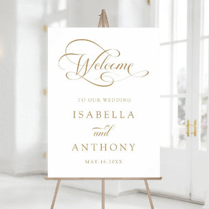 Gold Elegant Calligraphy Wedding Welcome Sign