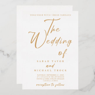 Gold Elegant calligraphy |White Wedding Invitation