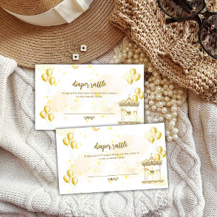 Gold Elegant Carousel Diaper Raffle Baby Shower Enclosure Card