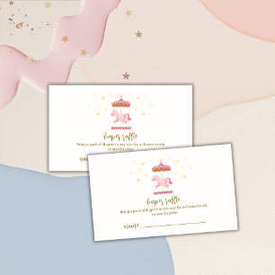 Gold Elegant Carousel Diaper Raffle Baby Shower Enclosure Card