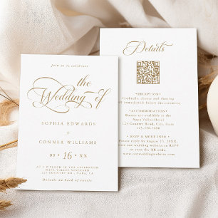 Gold Elegant Charm Wedding All in One Invitation