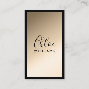 Gold elegant chic ombre gradient black script business card