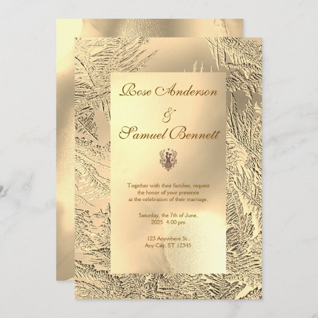 Gold Elegant Chic Wedding Invitation (Front/Back)