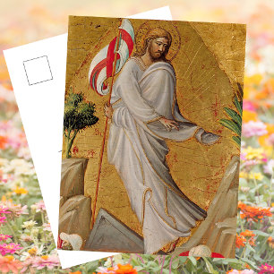 Gold Elegant Christian Resurrection Jesus Easter Holiday Postcard