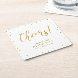 Gold   Elegant Classic Adult Birthday Party Square Paper Coaster