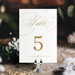 Gold elegant classic calligraphy vintage wedding table number<br><div class="desc">Modern classic table calligraphy design in colour editable gold colour,  simple and elegant. Great minimalist wedding table number cards for vintage wedding,  traditional wedding,  classic wedding and other events. 
See all the matching pieces in collection.</div>