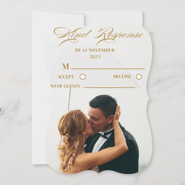 Gold Elegant Classic RSVP Card (Front)