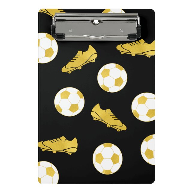 Gold Elegant Classic Soccer Cleats Ball Black  Mini Clipboard (Front)