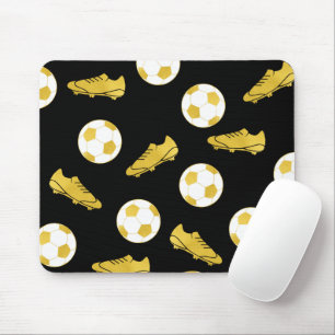 Gold Elegant Classic Soccer Cleats Ball Black Mouse Mat