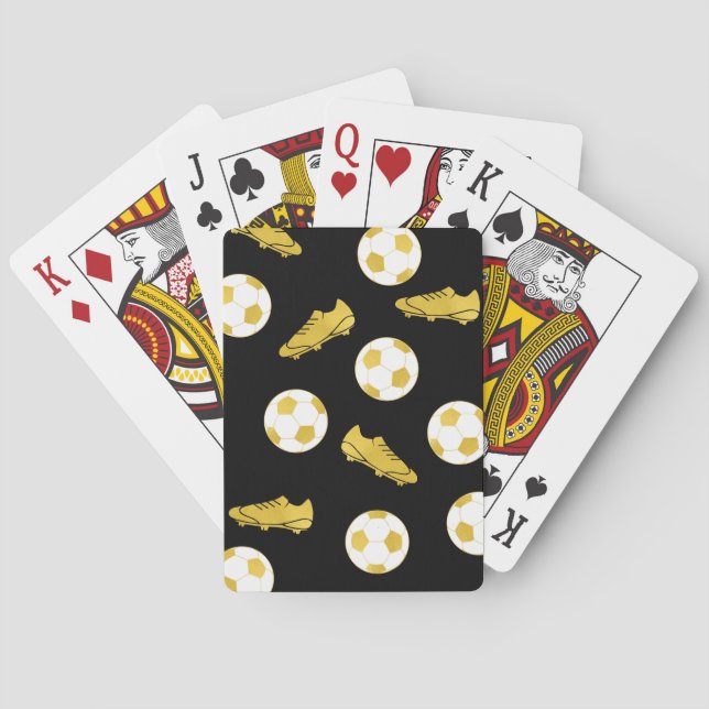 Gold Elegant Classic Soccer Cleats Ball Black Playing Cards (Back)