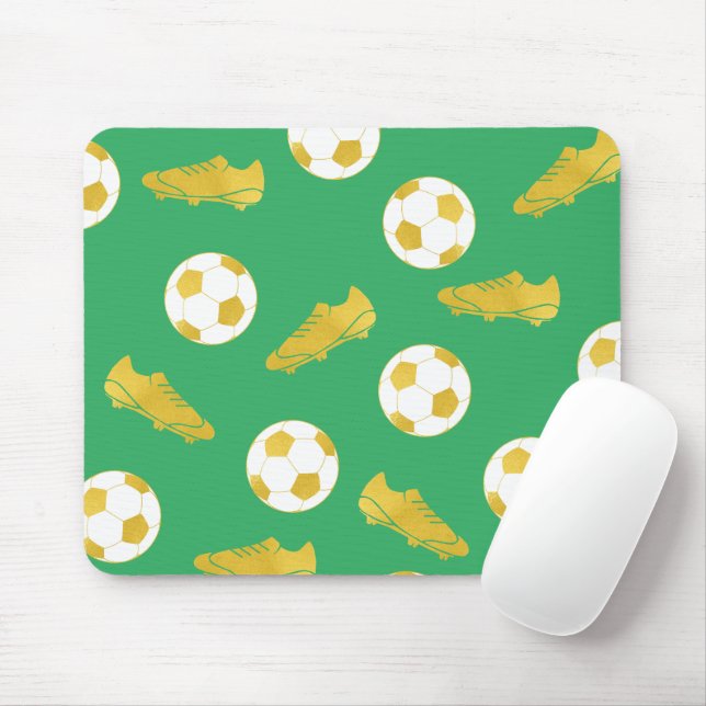 Gold Elegant Classic Soccer Cleats Ball Green  Mouse Mat (With Mouse)